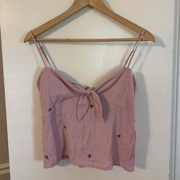 Ballet Pink Tie-Front Floral Top - Picture 2 of 4